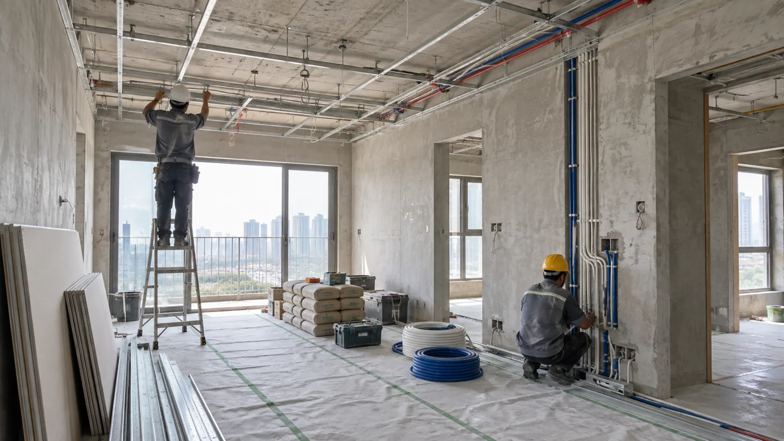 Phối hợp MEP khi thi công nội thất tại trần và tường căn hộ