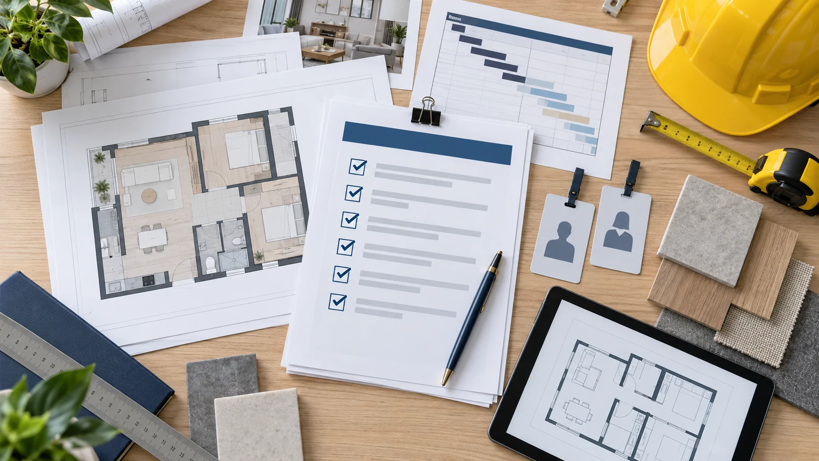 Hồ sơ mặt bằng, tiến độ và checklist trước khi thi công nội thất chung cư