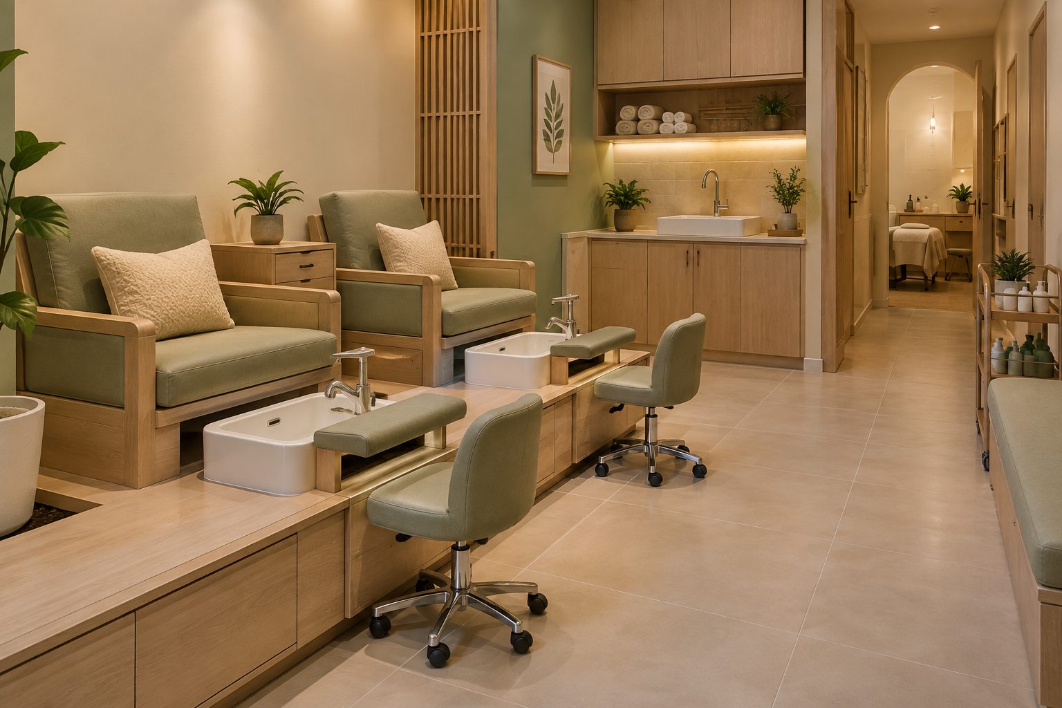 Ảnh minh họa khu chăm sóc chân cho spa nhỏ diện tích 40m2